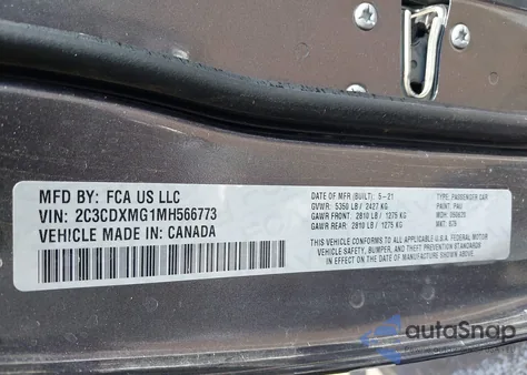 2021 Dodge Charger Gt Awd z USA, uszkodzony, nr VIN 2C3CDXMG1MH566773